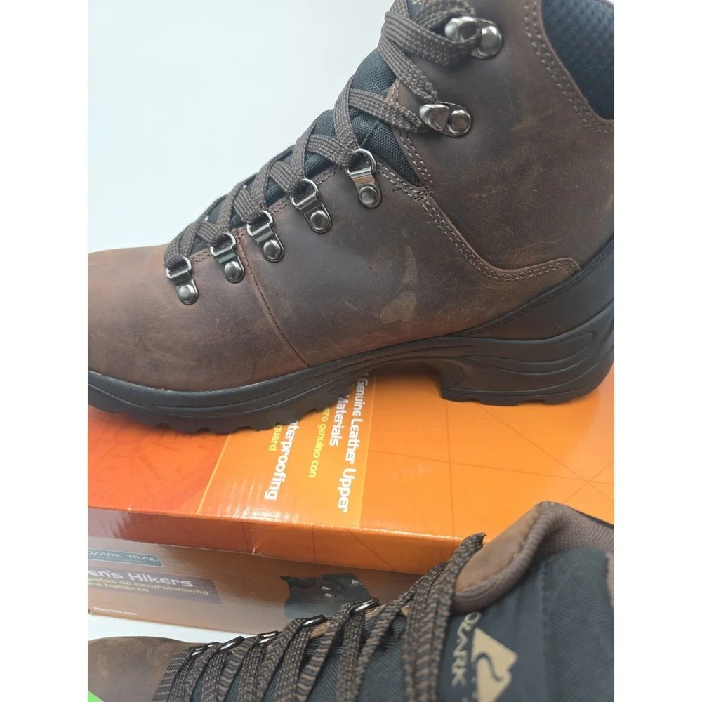 Mens Brown Leather Sneakers Size 10.5 Ozark Trail Hiking Shoes NEW Waterproof